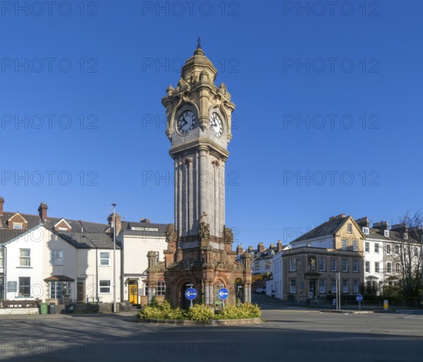 Miles Memorial Clock Tower, Queen Street, Exeter city centre, Devon, England, UK erected 1897