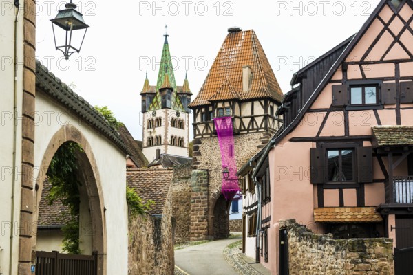 Medieval town and half-timbered houses, ChÃ¢tenois, Bas-Rhin, Alsace, France