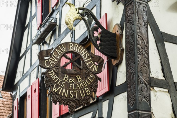 Nasenschild, Restaurant and Wine Bar, Kintzheim, Bas-Rhin Department, Alsace, France
