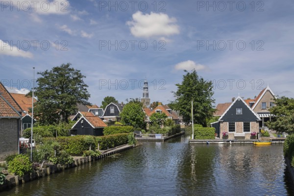 Gracht, canal in Hindeloopen, Friesland, Netherlands