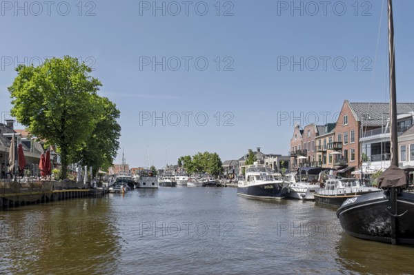 Main channel in Lemmer am IJsselmeer, Lemsterland, Friesland Province, Netherlands