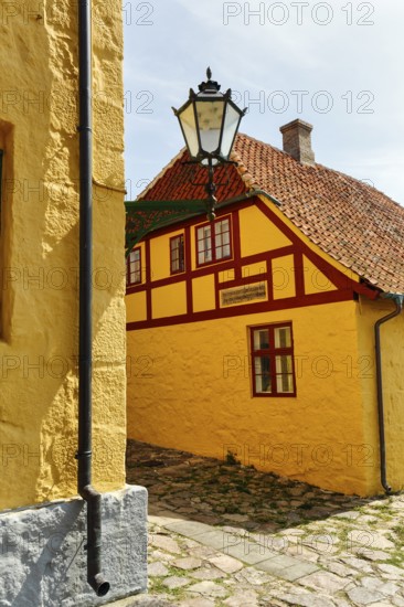 Historic, yellow-washed timbered house, ChristiansÃ¸, Christiansö, Ertholmene, Pea Islands, Bornholm, Baltic Sea, Denmark