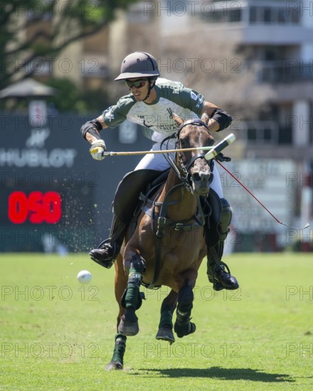 Portrait of polo player Bautista Bayugar from the La Hache Cria y Polo team at the 132nd Argentine Open Polo Championship (Spanish 132nd Abierto Argentino de Polo de Palermo) at the Polo Stadium in Buenos Aires, Argentina