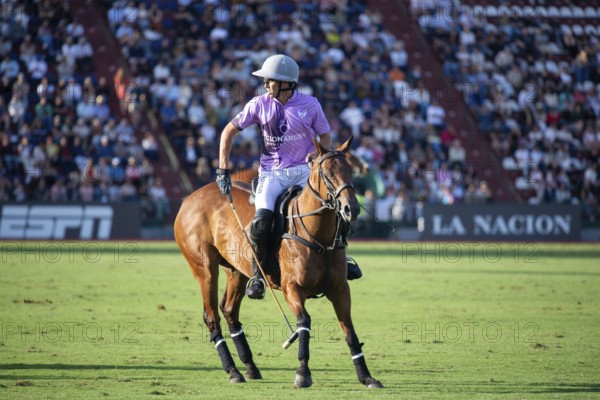 Polo player Jeronimo del Carril from Team La Ensenada at the 132nd Argentine Open Polo Championship (Spanish 132nd Abierto Argentino de Polo de Palermo) at the Polo Stadium in Buenos Aires, Argentina