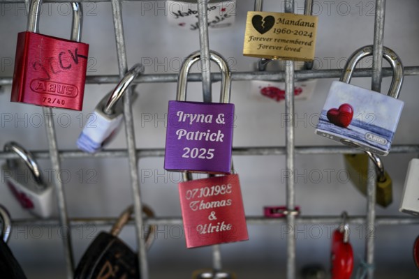Love castles at the mountain station of the Zugspitz cable car, Austrian side, municipality of Ehrwald, Reutte district, Tyrol, Austria