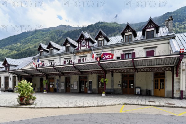 Old train station in town, Chamonix-Mont-Blanc, Haute-Savoie, France