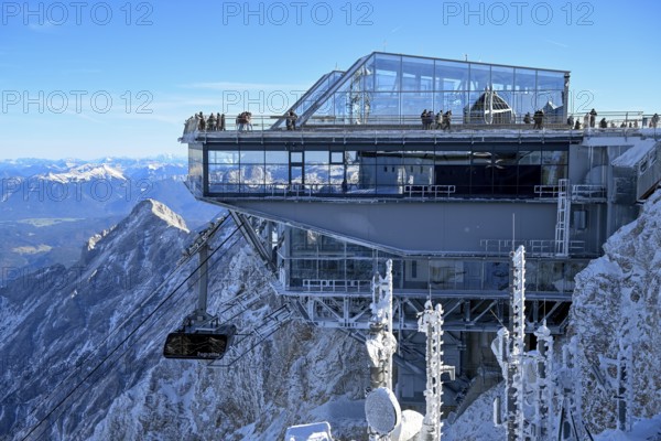 Mountain station of the cable car to the Zugspitze (2962 m), German side, Grainau municipality, Garmisch-Partenkirchen district, Bavaria, Germany