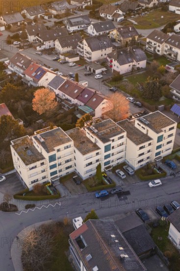 Apartment buildings in a suburb with parked cars and modern architecture, Althengstett, Calw district, Germany