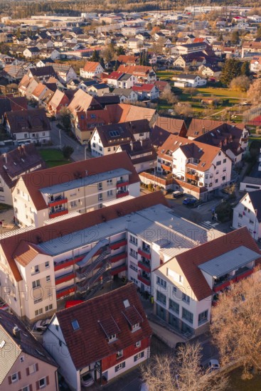 Close-up of residential buildings in a village with typical regional architecture and autumn atmosphere, Althengstett, Calw district, Germany