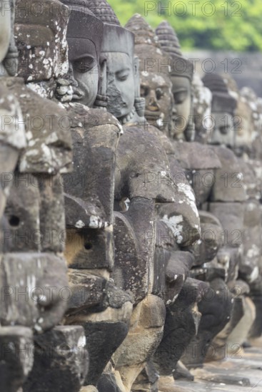 54 demons on the bridge at the south gate of Angkor Thom (Hindu myth of the Cherry of the Milk Ocean), UNESCO World Heritage Site, Angkor Wat, Siem Reap, Cambodia