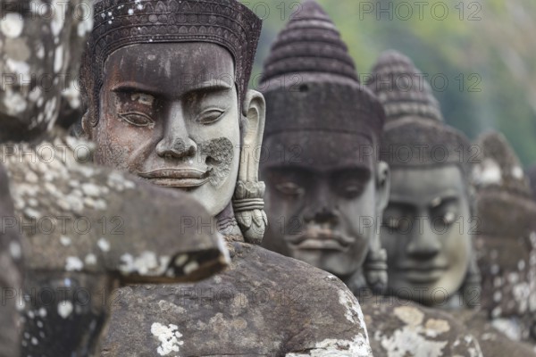 54 demons on the bridge at the south gate of Angkor Thom (Hindu myth of the Cherry of the Milk Ocean), UNESCO World Heritage Site, Angkor Wat, Siem Reap, Cambodia