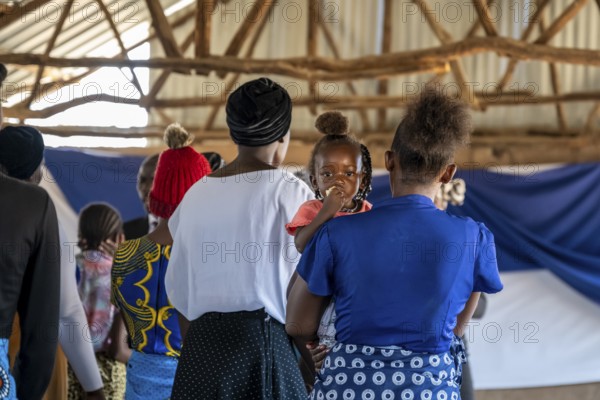 Locals at church, in a small church, Caprivi Strip, Namibia