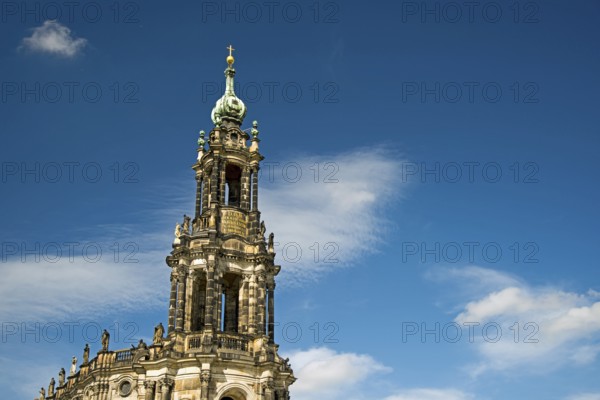 Tower, Hofkirche, Catholic Church of the Royal Court of Saxony, Sanctissimae Trinitatis Cathedral, Cathedral of the Holy Trinity, Dresden, Saxony, Germany