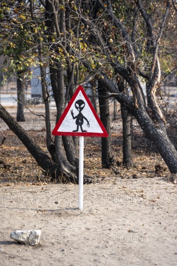 Street sign, attention alien, funny, Botswana