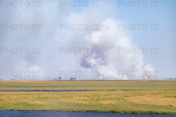 Wildfire, steppe fire, Ihaha, Chobe National Park National Park, Botswana