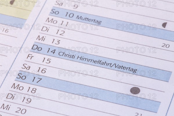 Close-up of a calendar for 2026