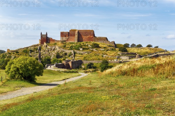 Hammershus fortress ruins, medieval castle ruins on a cliff, tourist attraction, Allinge-Sandvig, Bornholm, Denmark