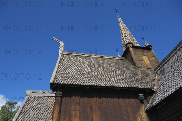 Garmo Stave Church, Maihaugen open-air museum with houses and objects from farms in Gudbrandsdal, Lillehammer am MjÃ¸sa Lake, Innlandet Municipality, Norway
