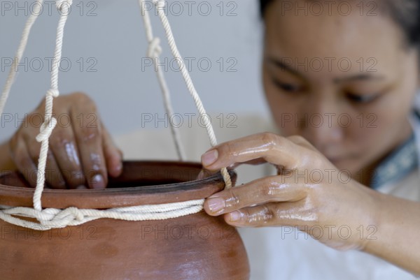 Detail forehead oil glaze or Shirodhara Ayurveda treatment with sesame oil in the spa, Udaipur, Rajasthan, India