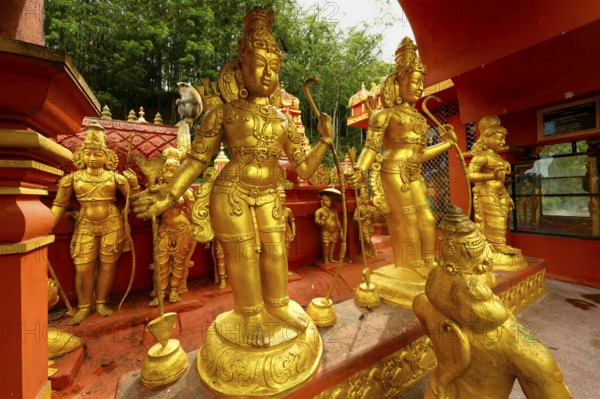 Sriramajayam Hindu Temple, Golden statues, Nuwara, Sri Lanka
