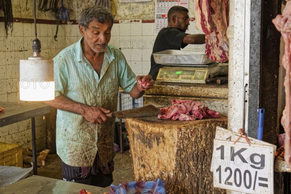 Butcher shop in the fruit and vegetable market, Kandy, Sri Lanka