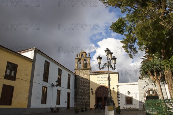 Old town view with church and cloudy sky, UNESCO World Heritage Old Town of San Crstobal de La Laguna, La Laguna, Tenerife, Canary Islands, Spain
