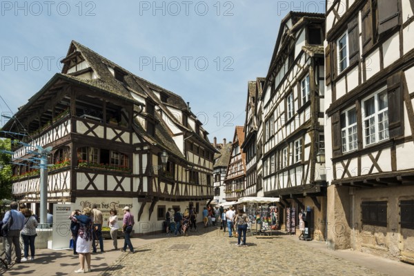 Timbered houses, La Petite France, Ill River, Strasbourg, Alsace, France