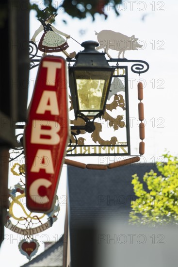 Nose sign of a butcher shop, old town, Colmar, Alsace, France