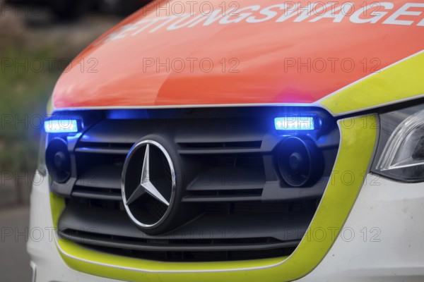 Close-up of an ambulance in action