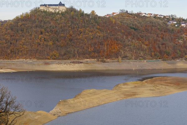 View of Lake Eder and Waldeck Castle, Hesse, Germany