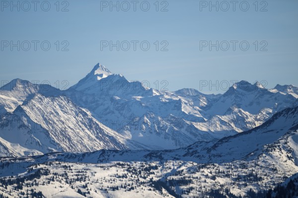 Grossglockner summit in winter, view from Hohe Salve, Tyrol, Austria