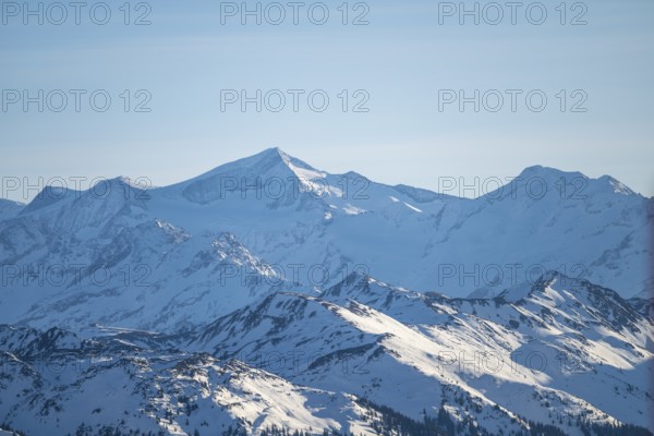 Grossvenediger summit in winter, view from Hohe Salve, Tyrol, Austria
