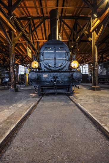 Legendary Austrian Southern Railway No. 415, pulled the court train of Empress Elisabeth, Sissi, Eisenbahnmuseum, Augsburg railway park, administrative district of Swabia, Bavaria, Germany