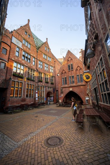 Typical brick houses in BöttcherstraÃŸe, Altstadt, Bremen, Germany