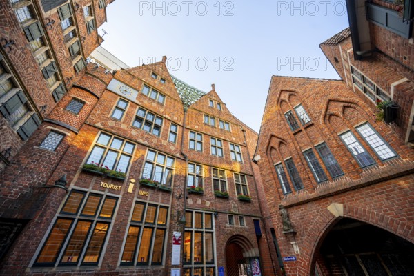 Typical brick houses in BöttcherstraÃŸe, Altstadt, Bremen, Germany
