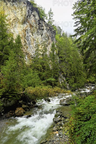 Diosaz mountain river in the gorge, Gorges de la Diosaz, Les Houches, Chamonix-Mont-Blanc, Haute-Savoie, France