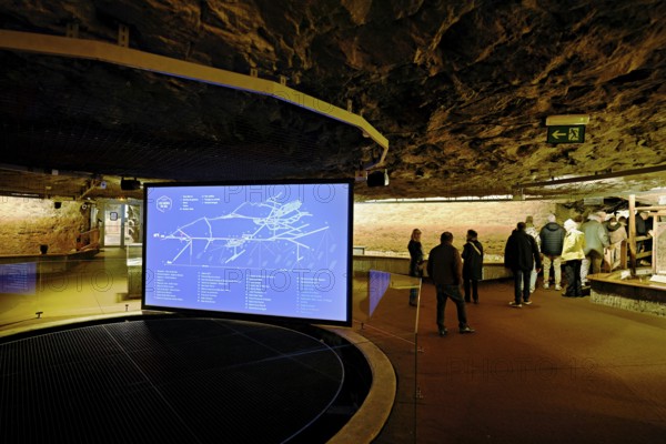 A group tour in the demonstration room in the salt mine, Bex, Canton of Vaud, Switzerland