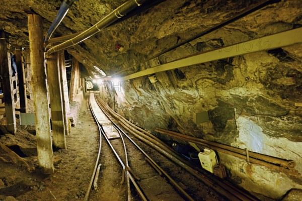 Rail for passenger subway in a tunnel in the salt mine, Bex, Canton of Vaud, Switzerland