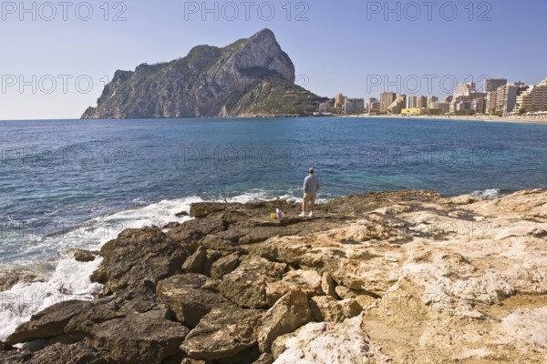 Rocks, Playa La Fossa-Levante, Penon de Ifach landmark, Calpe Valencia, Costa Blanca, Spain