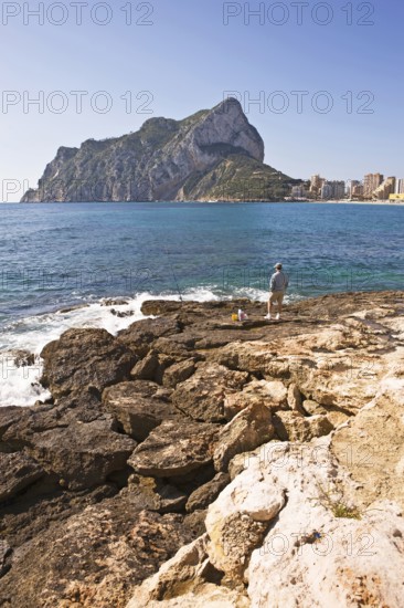 Rocks, Playa La Fossa-Levante, Penon de Ifach landmark, Calpe Valencia, Costa Blanca, Spain