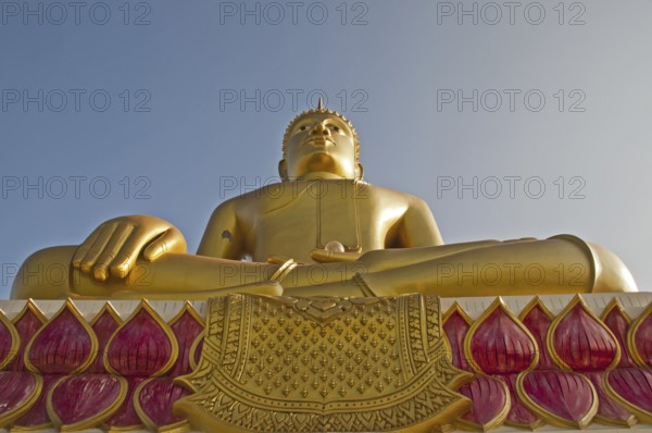 Bhumispara mudra, Buddha Gautama at the moment of enlightenment, Nong Khai, Thailand, Asia