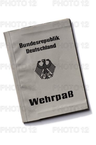 Official military passport, ID card for military service soldiers, military passport of the Federal Republic of Germany from 1976, period of the Cold War, exemption with shadow, white ground, Germany