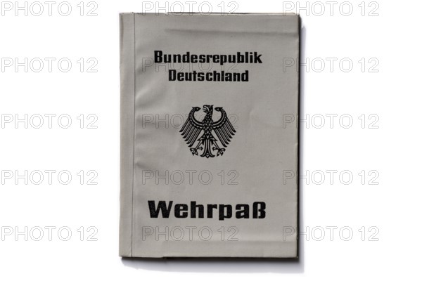 Official military passport, ID card for military service soldiers, military passport of the Federal Republic of Germany from 1976, period of the Cold War, exemption with shadow, white ground, Germany