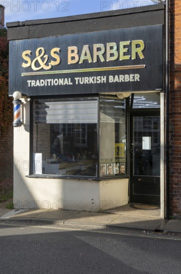 Traditional Turkish barber shop, Woodbridge, Suffolk, England, UK