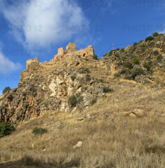 Ruins of castle, Castillo de Santa Croche, Sierra de AlbarracÃ­n, Teruel province, Aragon, Spain