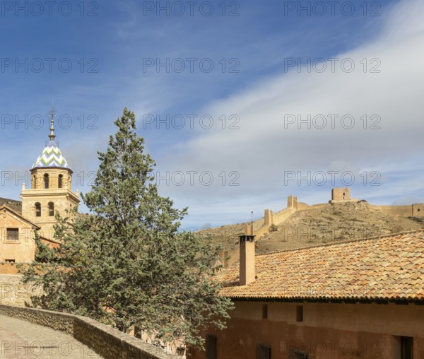 Cathedral church of San Salvador, historic buildings in medieval village of AlbarracÃ­n, Teruel province, Aragon, Spain