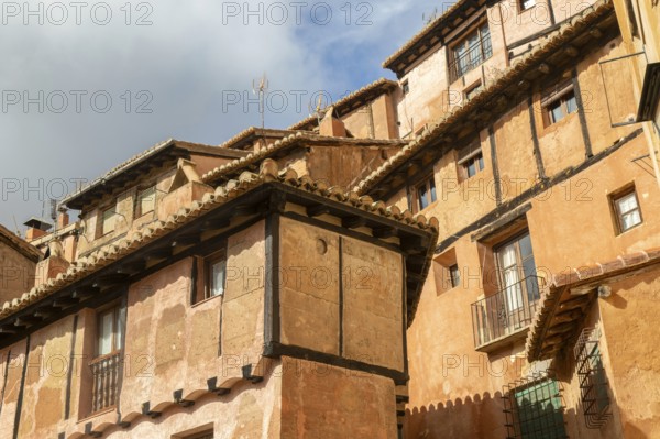 Historic buildings in medieval village of AlbarracÃ­n, Teruel province, Aragon, Spain