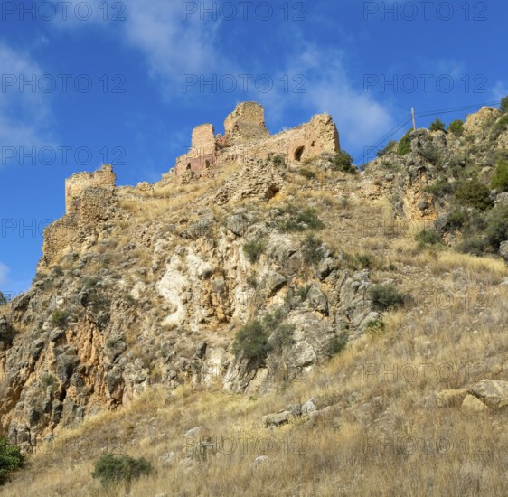 Ruins of castle, Castillo de Santa Croche, Sierra de AlbarracÃ­n, Teruel province, Aragon, Spain