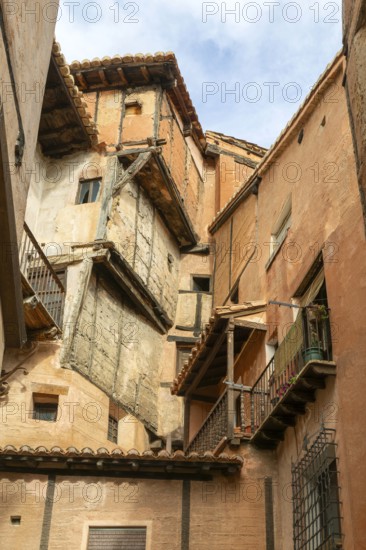 RincÃ³n del Abanico, historic buildings in medieval village of AlbarracÃ­n, Teruel province, Aragon, Spain