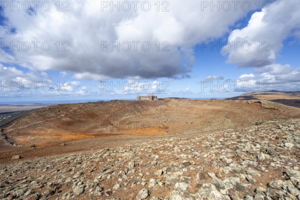Castillo de Santa BÃ¡rbara on the MontaÃ±a Guanapay volcanic crater, Lanzarote, Canary Islands, Spain